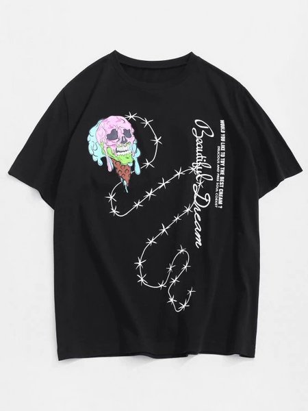 

Shirt Collar Casual Shirts & Tops, Black, Men's t-shirts