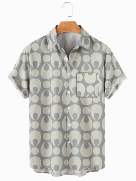

Men's comfortable casual chest pocket fashion shirt, Light gray, Men's Floral shirt