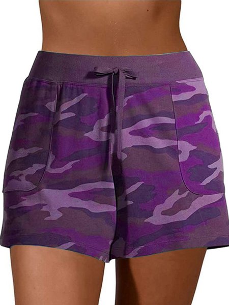 

Vintage Plus Size Camouflage Casual Shorts, Purple, Shorts