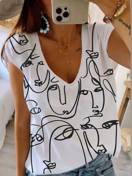 

Vintage V Neck T-shirt, White, T-Shirts