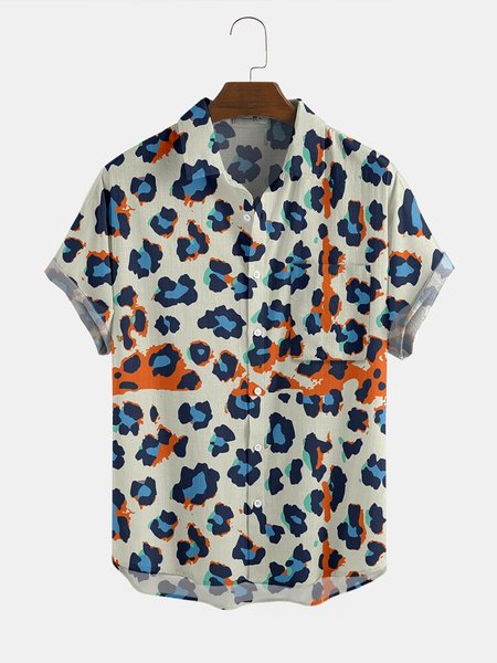 

Shirt Collar Printed Leopard Shirts & Tops, Color, Men's shirts