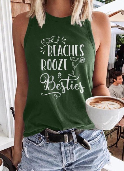 

Weekend Girls Trip - Beaches Booze and Besties T Shirt, Dark green, Tank Tops