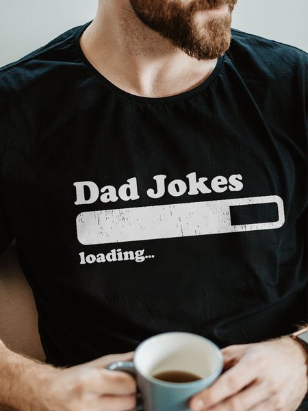 

Dad Joke Loading Father's Day Gift Cotton Men's T-shirt, Black, T-shirts