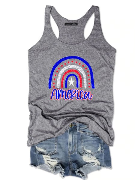 

Crew Neck Cotton-Blend Sleeveless Vests, Gray, Tank Tops