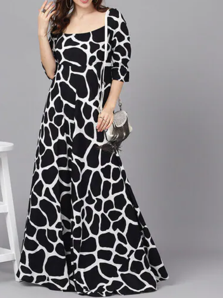 

Square Neck A-Line Holiday Maxi Dress, As picture, Maxi Dresses