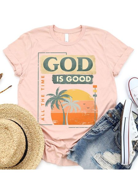 

God is Good All The Time Summer Graphic Tee, Brick red, T-shirts