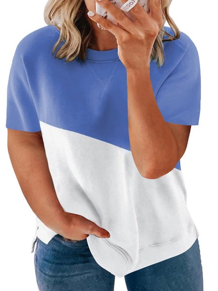 

Plain Cotton Short Sleeve T-shirt, Light blue, T-Shirts