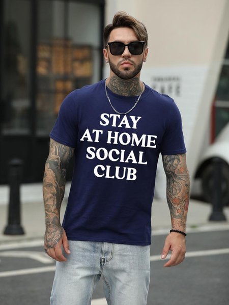 

Stay At Home Social Club Men's T-shirt, Deep blue, T-shirts