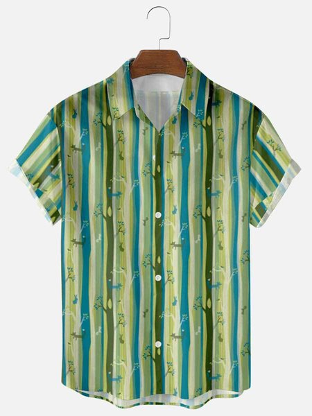 

Shirt Collar Casual Shirts & Tops, Green, Short Sleeves Shirts