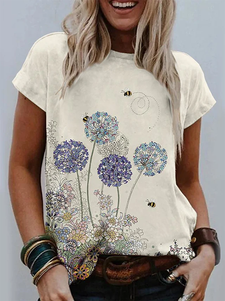 

Stampato Maniche Corte Vacanza Girocollo Top, Come immagine, Blouses & Shirts