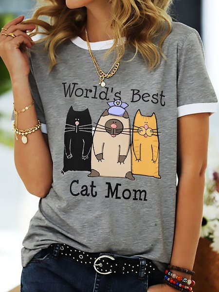 

World's Best Cat Mom Graphic T Shirt, Gray, T-shirts