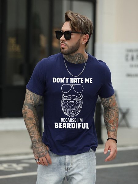 

Mens Bearded Dad Don't Hate Me Because I'm Beardiful T-Shirt, Deep blue, T-shirts