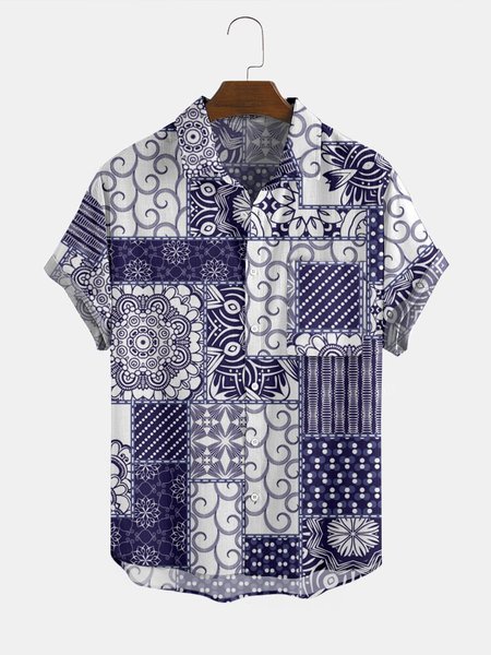 

Vintage Printed Shirts & Tops, Blue, Men's shirts
