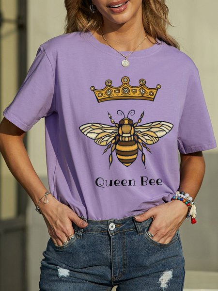 Queen Bee with Crown Graphic T Shirt, Purple, T-shirts