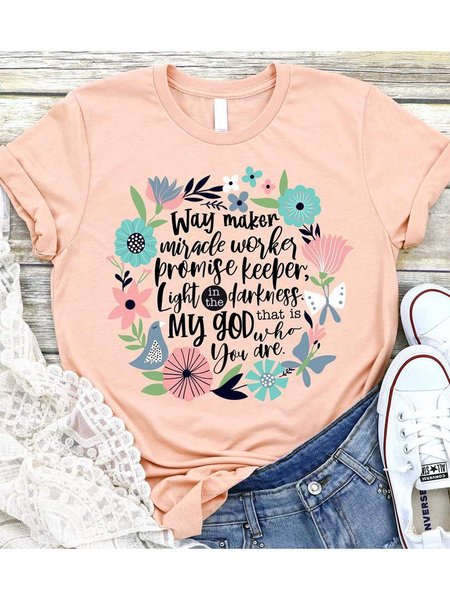 

Way Maker Summer Flower Bird Butterfly Graphic Tee, Brick red, T-shirts