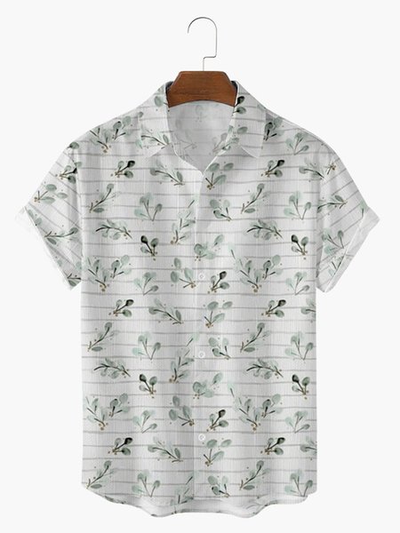 

Shirt Collar Striped Shirts & Tops, White, Short Sleeves Shirts