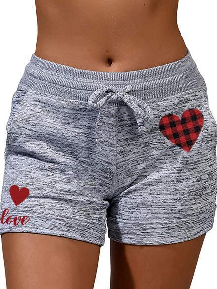 

Love print casual shorts, Gray, Shorts