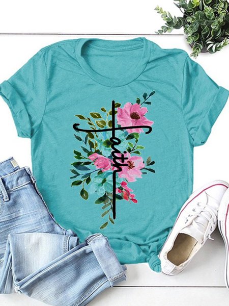 

Faith Flower ，Religious Faith Popular Shirt, Turquoise, T-shirts