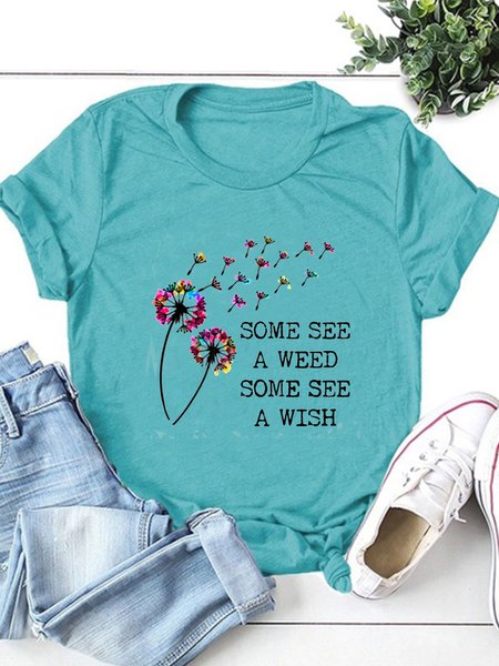 

Inspirational Motivational，Some See A Weed, Some See a Wish shirt, Turquoise, T-shirts