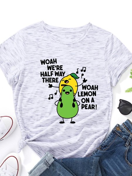 

Lemon On A Pear Sing ​ Crew Neck Short Sleeve Cotton Shirts & Tops, Gray-white, T-shirts