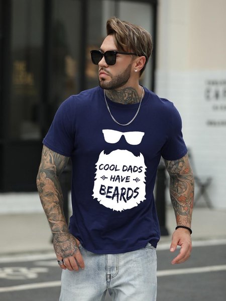 

Funny Bearded Dad cool dad have beards father's day T-shirt, Deep blue, T-shirts