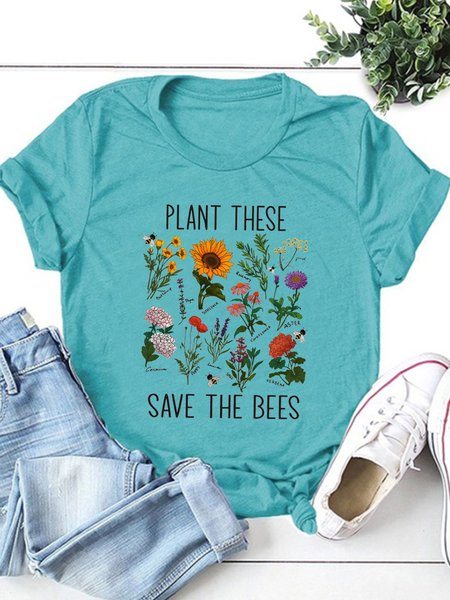 

Plant These Save The Bees Shirt, Gardening T Shirt, Beekeeper Gift, Gardener Gift, Botanical Tee, Save The Planet, Turquoise, T-shirts