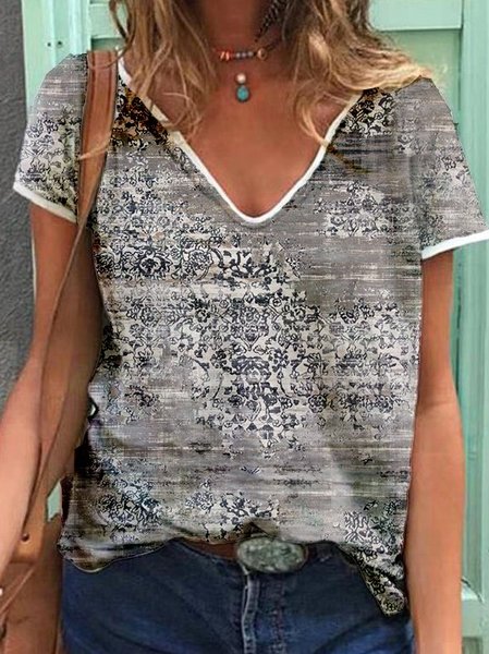

Casuale Maniche Corte Camicie & Top, Grigio, T-Shirts