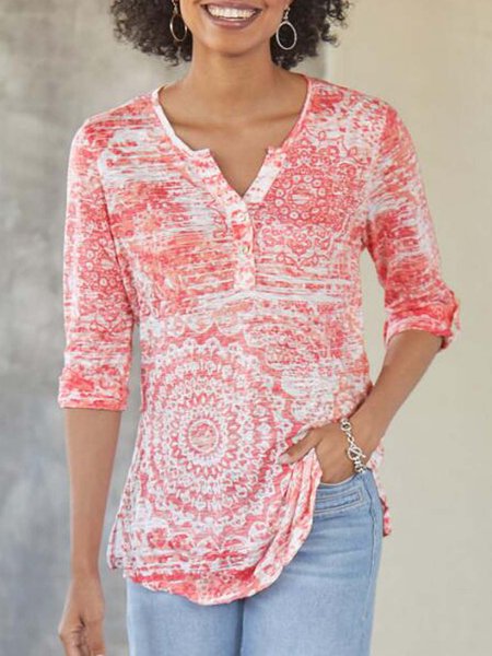 

Casual Cotton-Blend Half Sleeve Shift Tops, As picture, T-Shirts