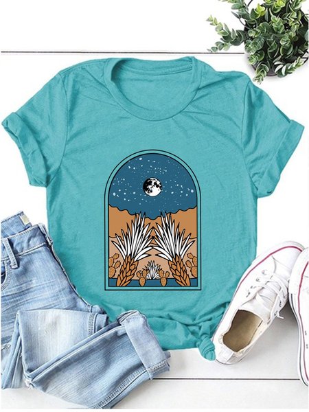 Desert Landscape Women T-Shirt, Turquoise, T-shirts