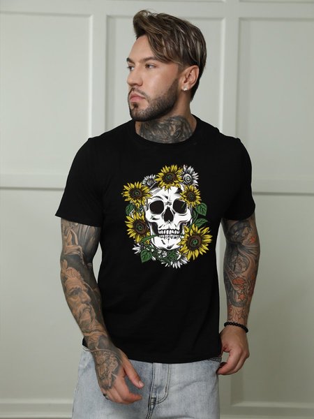 

Sun Flower Men T-Shirt, Black, T-shirts