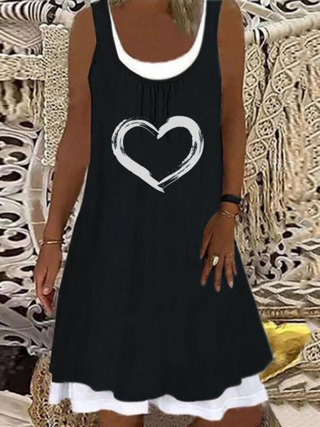 

Stampato Casuale Girocollo senza maniche Abito, Nero, Dresses