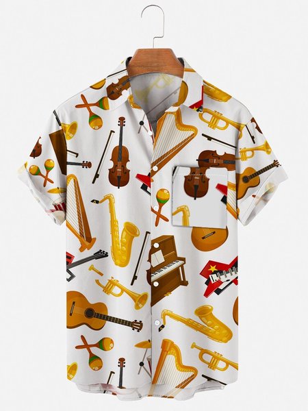 

Shirt Collar Music Shirts & Tops, Black, Men's Floral shirt