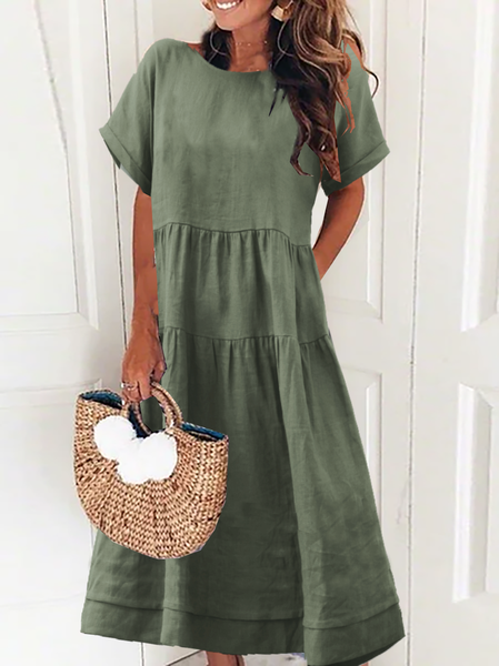 

Gonna Casuale Cotone, Verde militare, Midi Dresses