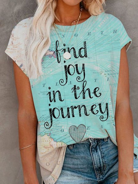 

Short Sleeve Cotton Holiday Crew Neck Shirts & Tops, Multicolor, Tops