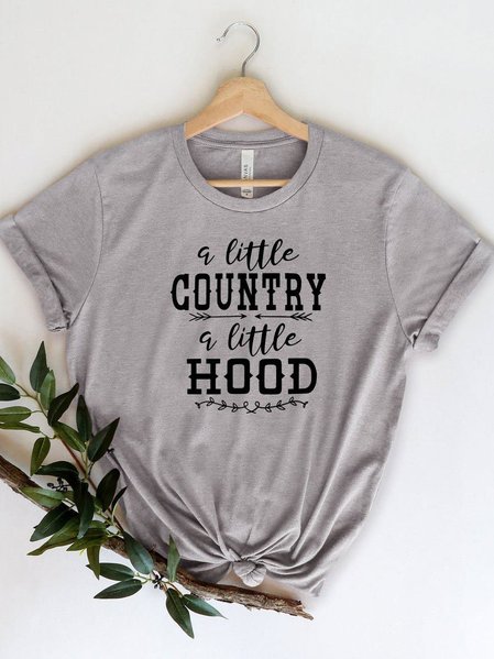 

Cotton-Blend Short Sleeve Crew Neck Shirts & Tops, Gray, T-shirts