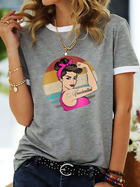

Vaccinated Graphic T Shirt, Gray, T-shirts