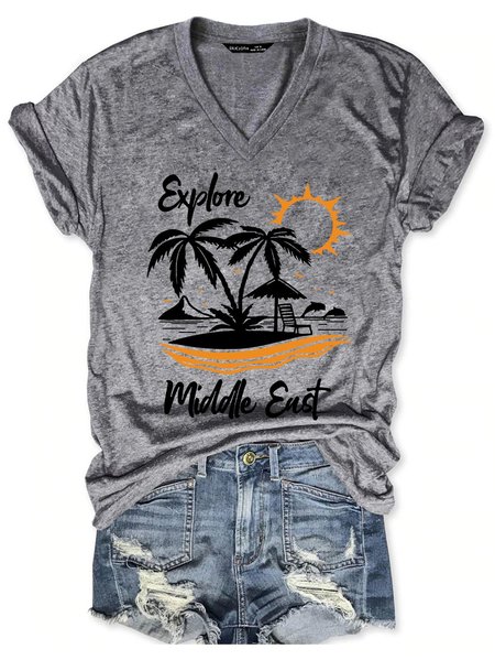 

​Explore Vacation Short Sleeve Shirts & Tops, Gray, T-shirts