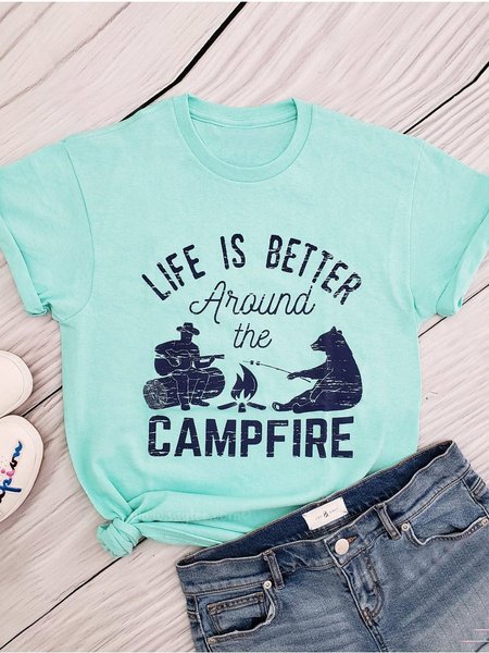 

Cotton-Blend Short Sleeve Shirts & Tops, Blue, T-shirts