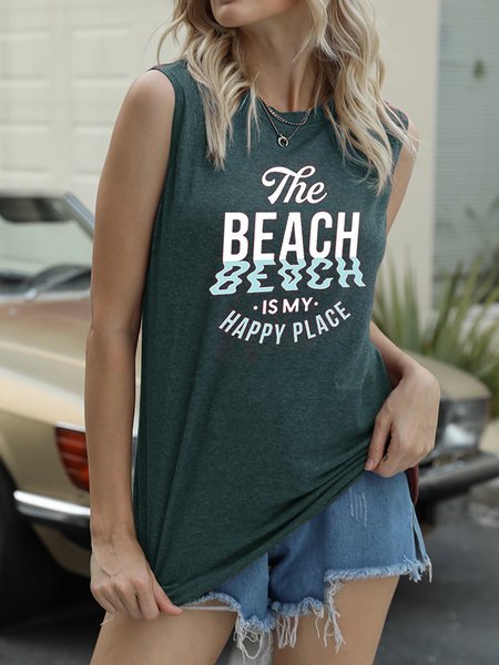 

Relaxed-Fit Tee ，beach ，summer ，shirt, Dark green, Tank Tops