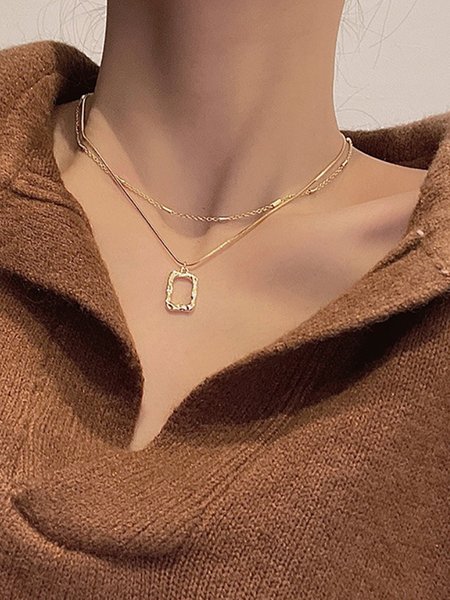 

Elegant Casual Alloy Necklace, Golden, Necklaces