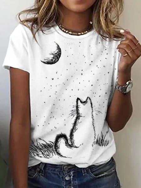 Misto Cotone Casuale Top, Bianco, Blouses & Shirts