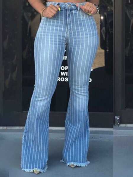 

Blue Stripes Casual Daily Pants, Jeans