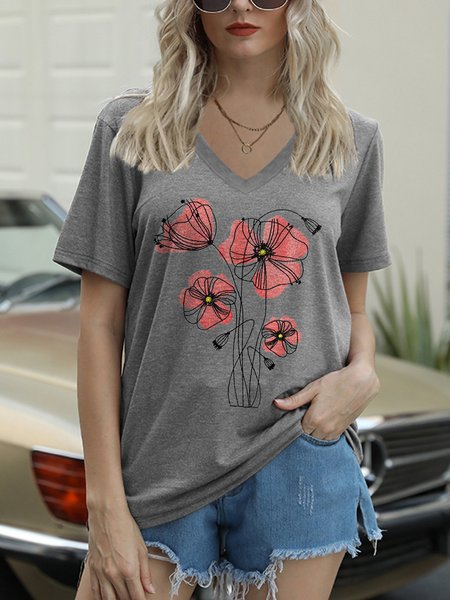 

Crew Neck Casual T-shirt, Light gray, T-shirts