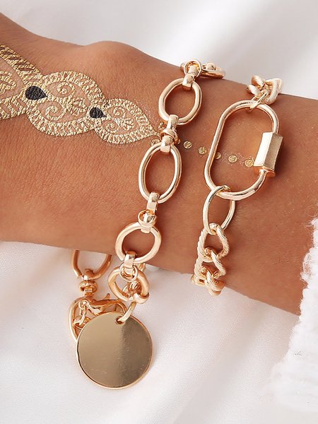 

Alloy Bracelets Minimalist Metal Disc Geometric Irregular INS Bracelet, As picture, Bracelets