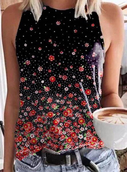 

Casuale Girocollo Camicie & Top, Nero, Tank Top