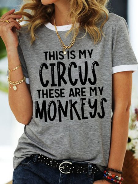 

This Is My Circus These Are My Monkeys Ringer Tee, Gray, T-shirts