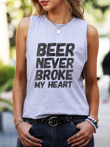 

Beer Never Broke My Heart Tank, Gray, Tank Tops