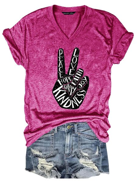 

Peace, Love, Faith, Joy, Hope, Kindness, Unity Classic T Shirt, Rose red, T-shirts