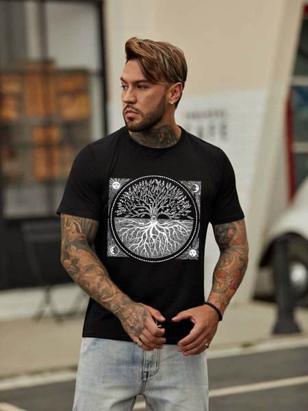 

Tree of Life And Sun Graphic Sleeveless Tank Top, Deep blue, T-shirts