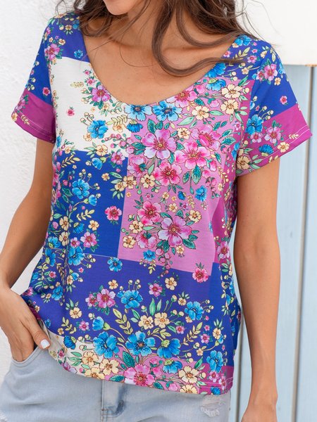 

Printed Short Sleeve T-shirt, Blue, T-Shirts